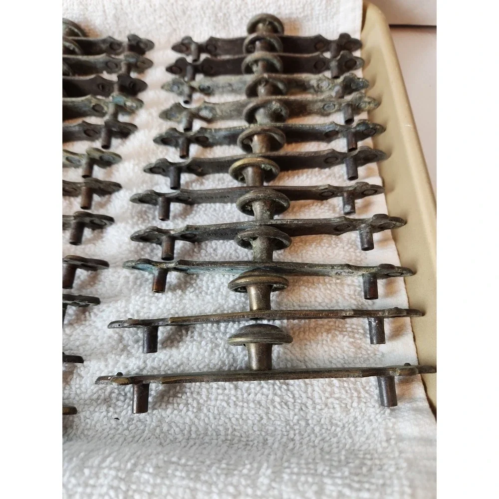 Lot 25 VTG Bronze Stewart Warner Cabinet Handles Drawer Pull 3.5